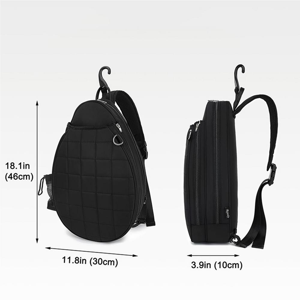 Sacs de raquette de tennis pour femme, sangle rembourrée, sac à bandoulière imprimé, poignée supérieure, Electrolux avec crochet, grilles de poitrine, perfect: Black