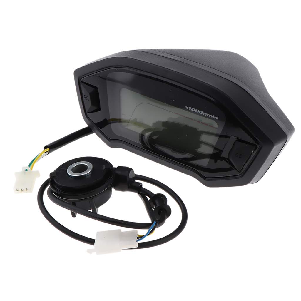 Universal LCD Motorcycle Speedometer Odometer RPM Speed Fuel Gauge 199 Kph Mph