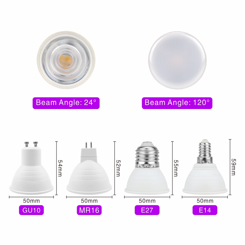 Bombilla LED MR16 GU10 GU5.3 E27 E14 Lampada Led 6W AC 220V-240V 24/120 grados Bombillas lámpara LED foco foco