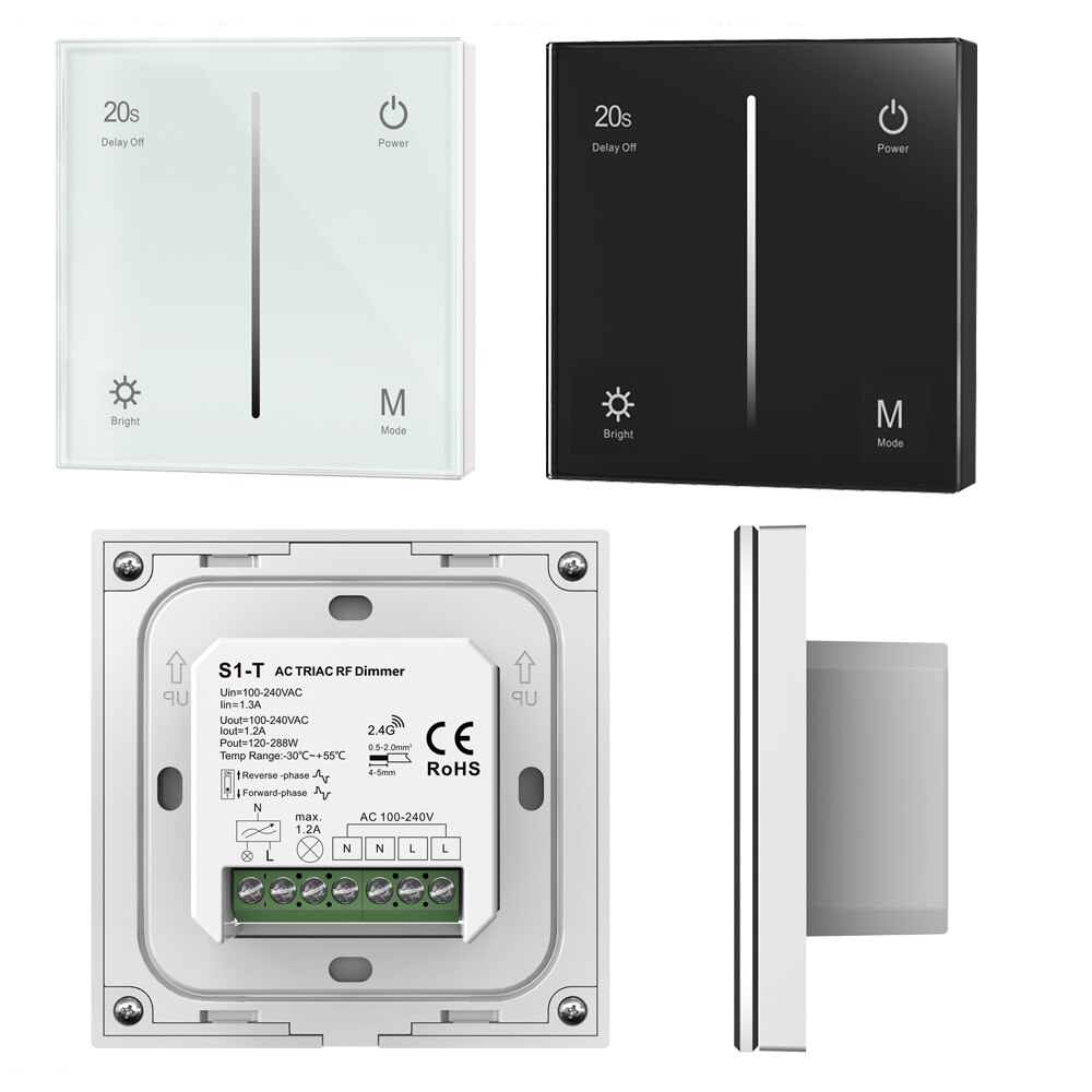 AC Triac LED Dimmer 220V 230V 110V Drahtlose RF Dimmbare Knopf Schalter Mit 2,4G Fernbedienung für Einzelne Farbe LED-lampe Lampen