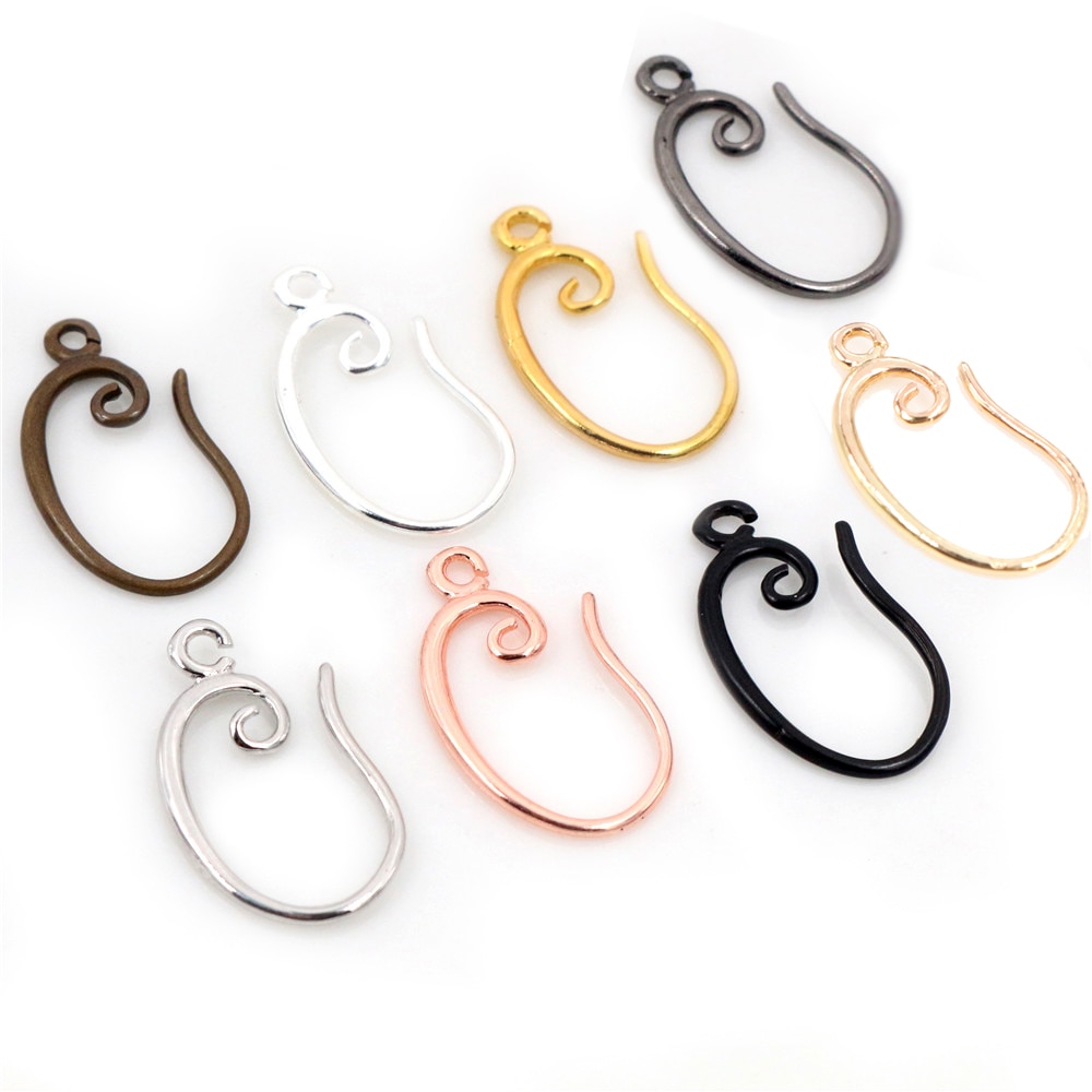 10Pcs 19X11Mm Klassieke 8 Kleuren Plated Messing Franse Earring Haken Draad Instellingen Base Instellingen hele