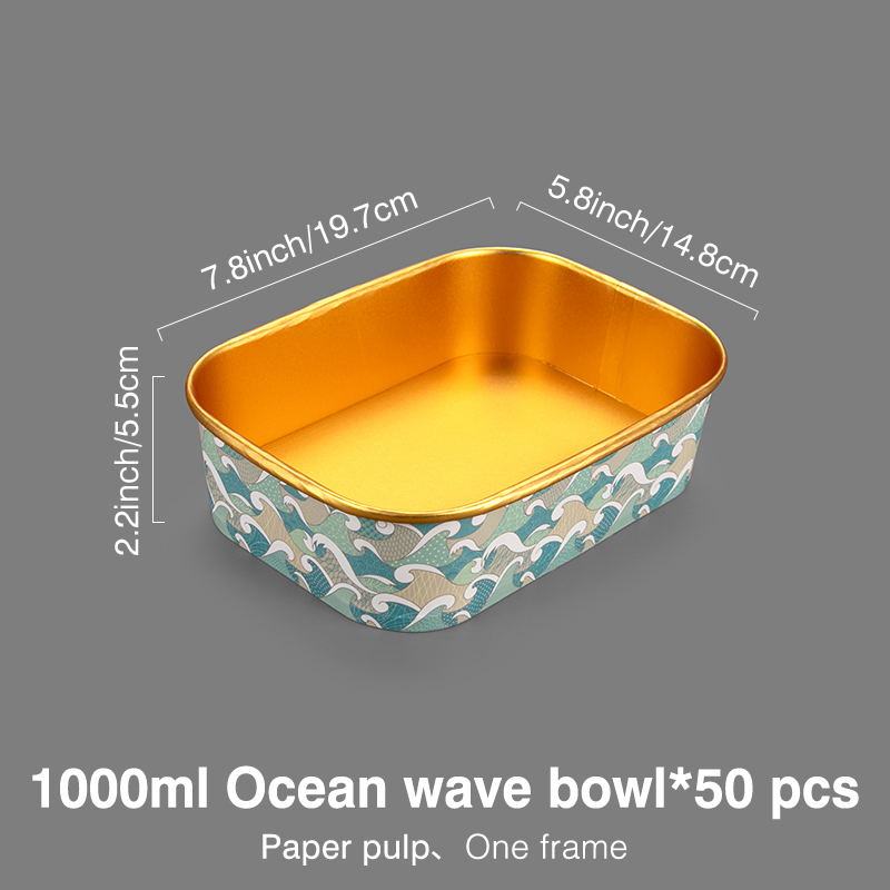 50 st engångsmatlådor, pappersskålar, fyrkantiga förpackningslådor, tjocka pappersmatlådor, breda tallrikar med grund öppning, fyrkantiga lådor: Silver-