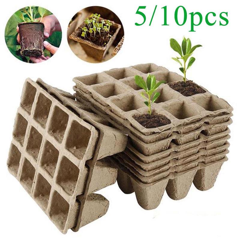 10/5Pcs Nursery Pots Biodegradable Paper Pulp Peat Pot Plant Nursery Cup Tray