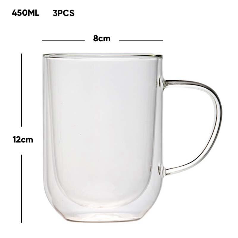 Big Beer Wine Glasses Drinking Whiskey Vodka Cup Coffee Juice Water Cups Tea Mug Double Bottom Glass Mugs For Home: 450ml-3pcs