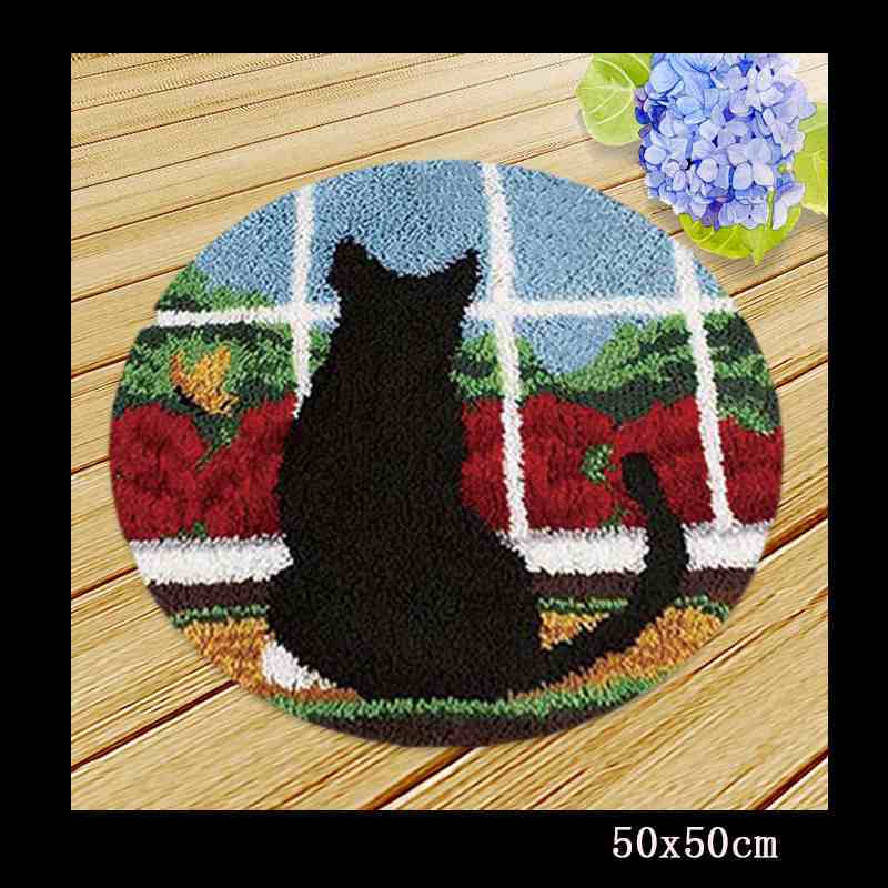 DIY juego de aguja de lengüeta cojín de alfombra tapiz bordado hágalo usted mismo pestillo gancho Smyrna botón cojín animales equipo de colchoneta de costura: Navy Blue