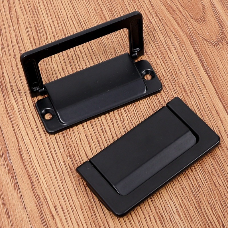 1/6 Stuks Lade Verborgen Opvouwbare Handvat Kast Verborgen Pull Zinklegering Zwarte Platte Kast Handgrepen Meubelbeslag Accessoires