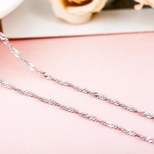 ELESHE Authentische 100% 925 Sterling Silber Halskette für Frauen Männer 45cm Einstellbar Lange Kette Halskette Schmuck Collares: GY8007