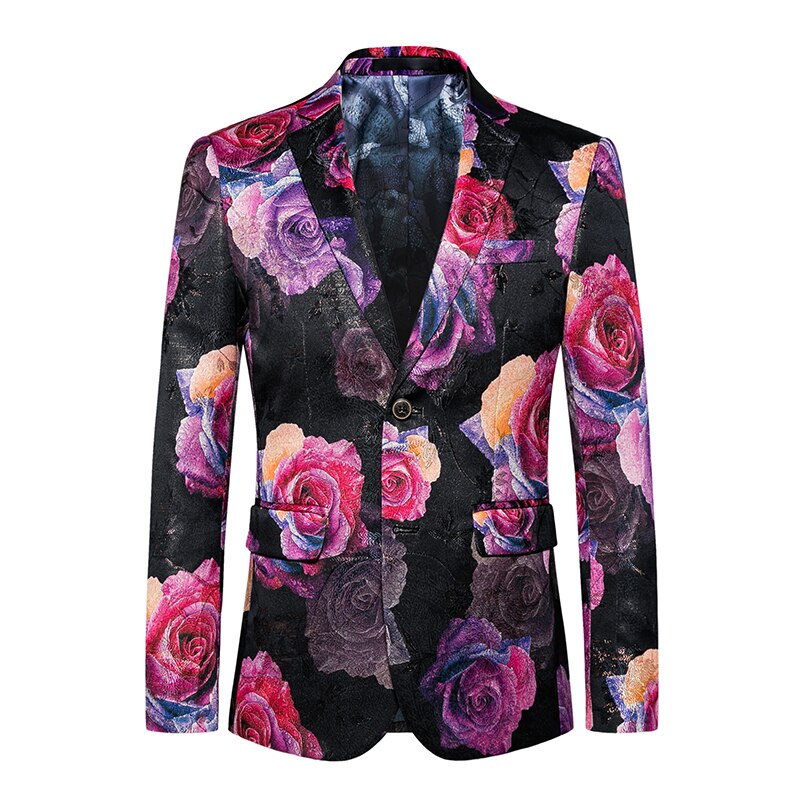 Casual Men Blazers Trend Spotting Slim fit 6XL/60 printing flower mens Jackets Wedding Business Event host jacket man