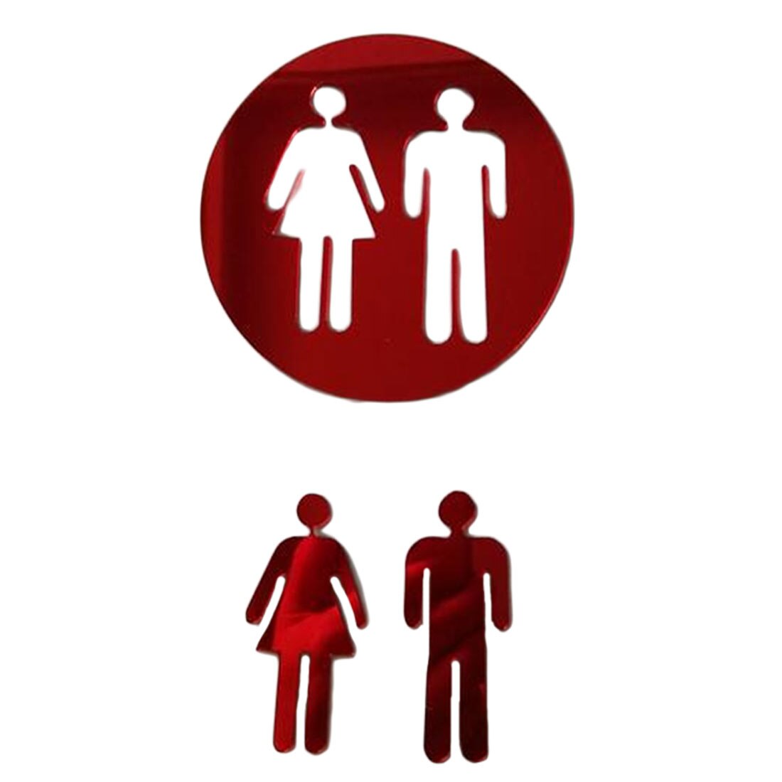 3D Acryl Badkamer Spiegel Stickers Vrouw & Man Wc Teken Spiegel Muursticker Home Hotel Washroom Deur Teken Spiegel Sticker: A Wine Red
