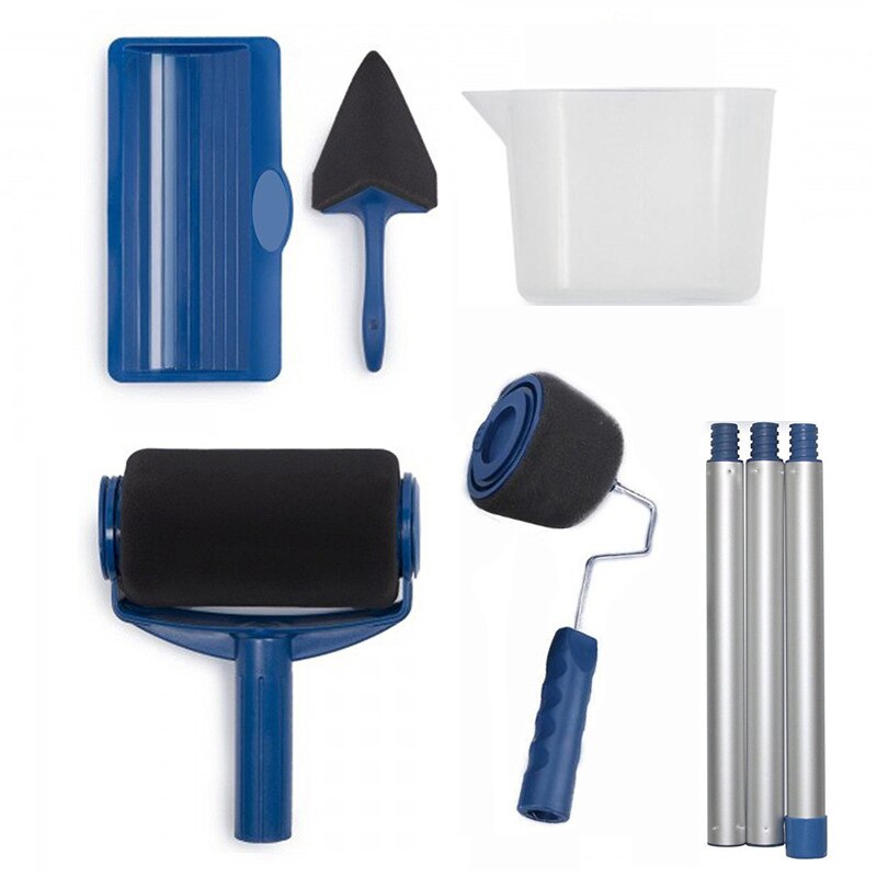 Juego de Herramientas de pinceles de rodillo de pintura de pared de 5/8 piezas Juego de brochas de pintura de pared multifuncional: 8 pcs set