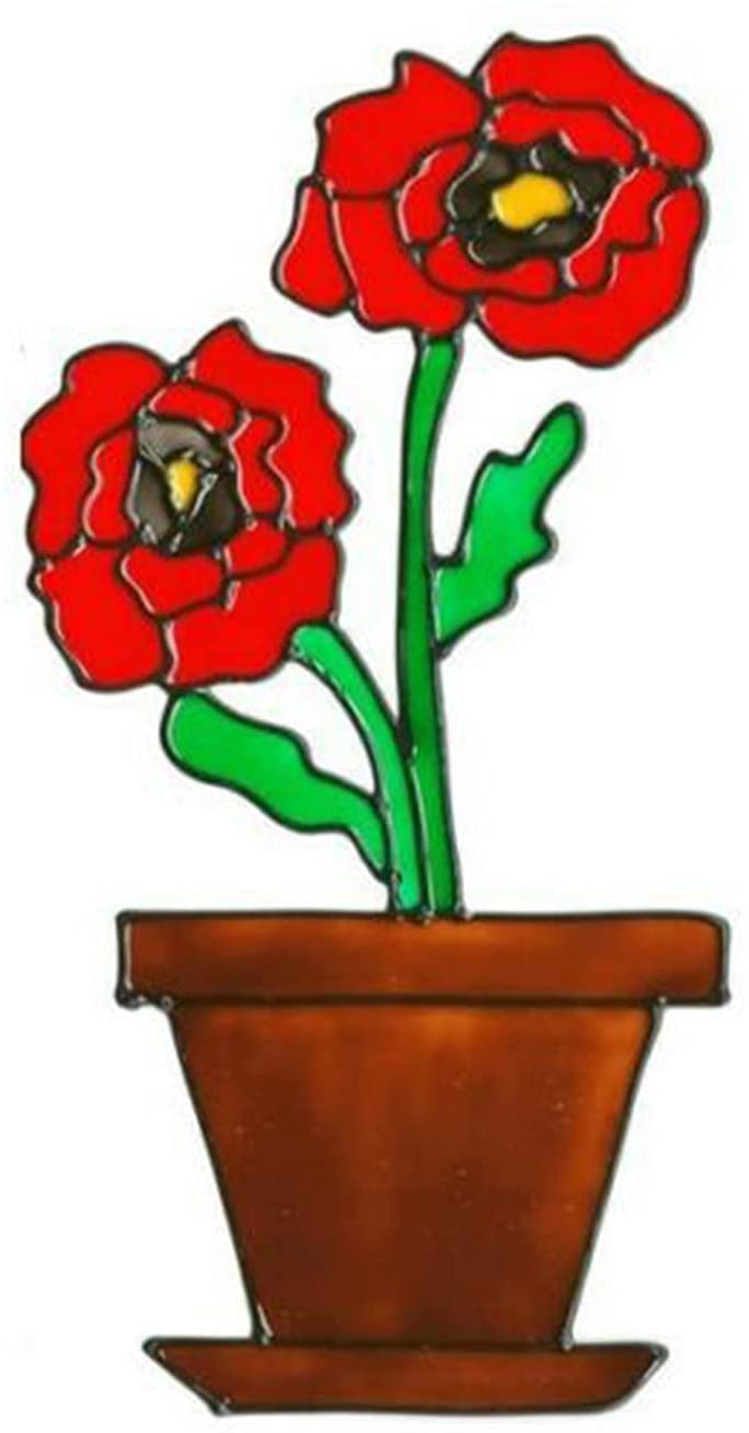 Lilies Tulips Daffodils Flower Pot Window Clings Spring Decorations Adhesive Window Stickers Glass Door Sticker Decal Home Decor: A