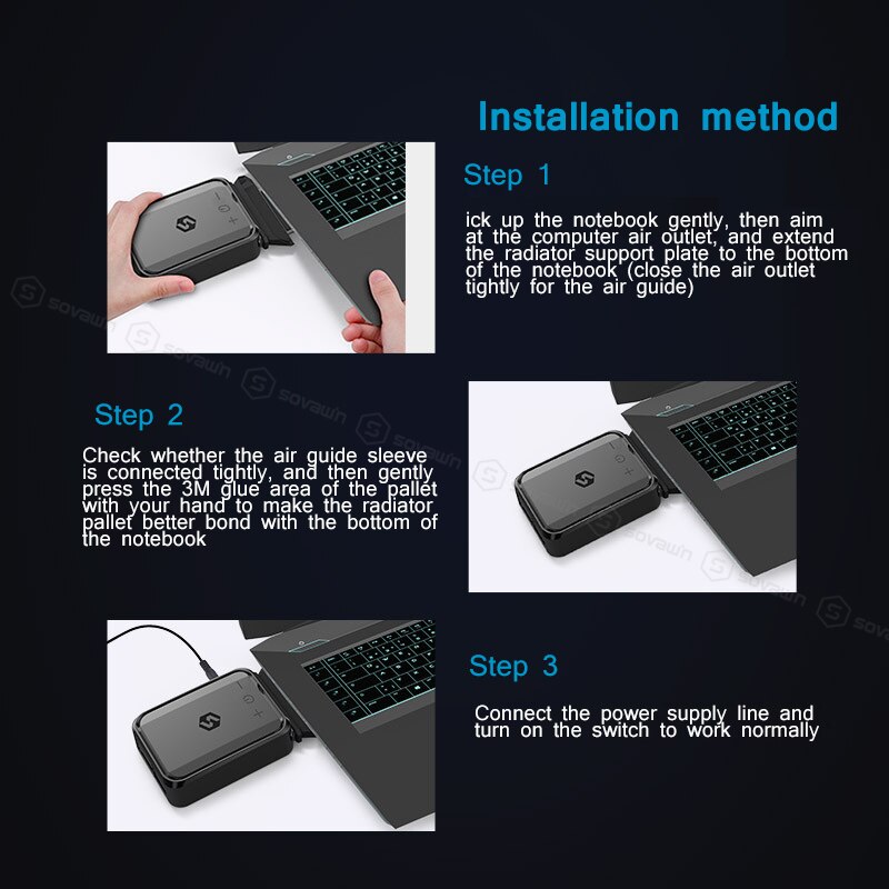 Enfriador para ordenador portátil, Ventilador de refrigeración para portátil de extracción externa de aire USB, Control inteligente, velocidad de temperatura ajustable para 15,6"