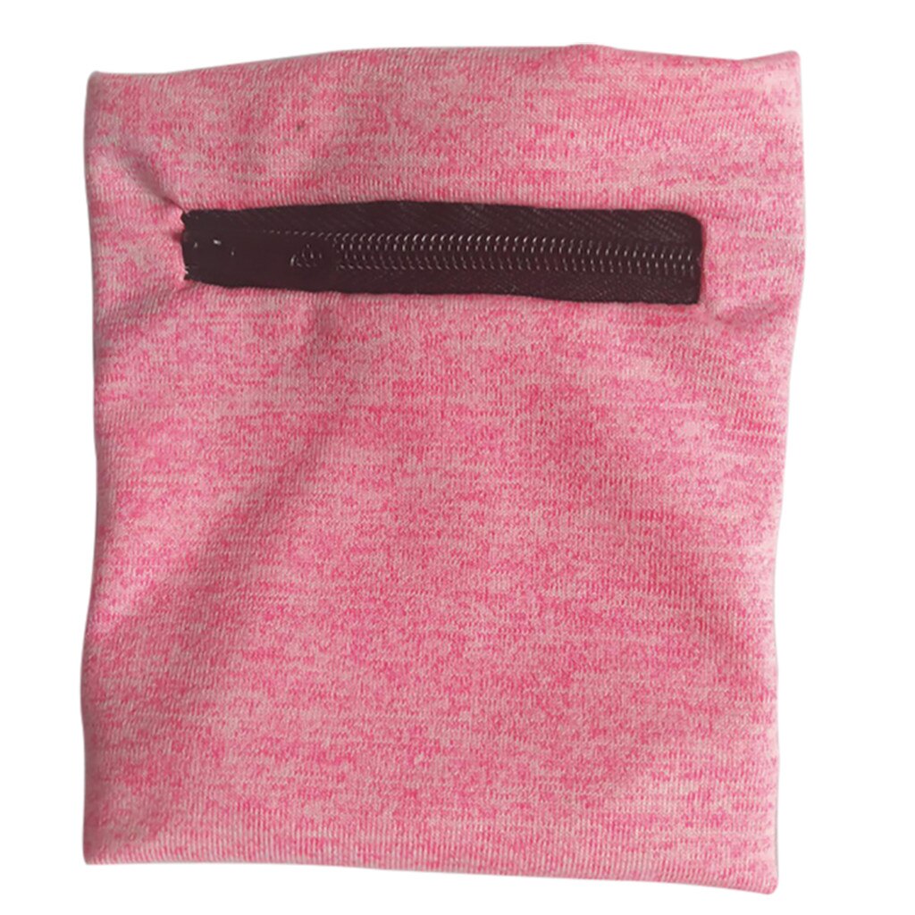 Multifunktionel armbånd lynlås ankel wrap sport håndledsrem pung opbevaring sport mænd kvinder bærbare håndled mini små tasker: Lyserød