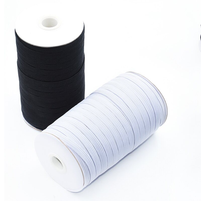 Elastische Bands Wit en Zwart een Rol 90 Meter/180 Meter 3/5/6/8/ 10/12mm Breedte Polyester voor Kleding Kledingstuk Naaien Accessoires