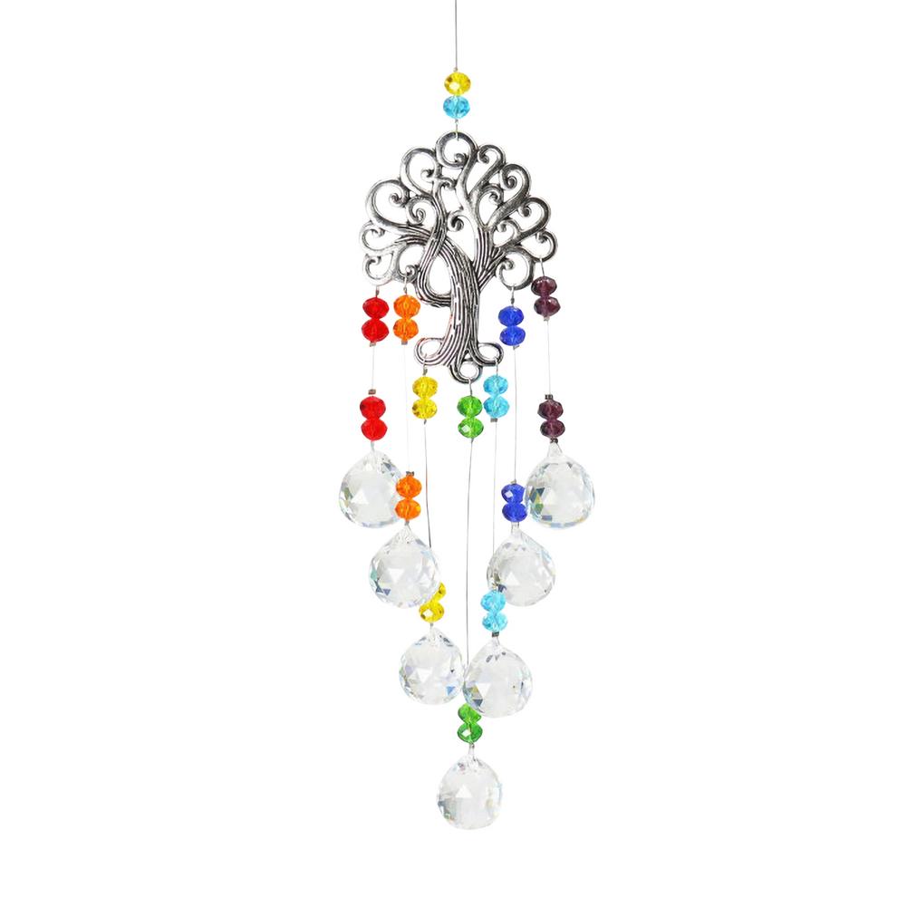 Life tree crystal wind chimes suncatcher prism ornament for car home wall window hanging decoration wind bell home art decor: B