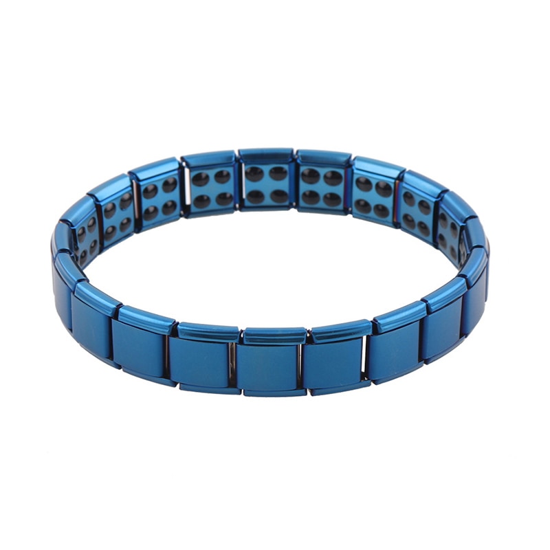 Gezondheidszorg Gewichtsverlies Magnetische Therapie Elemental Armband Artritis Pijn Gezondheid Energie Bio Magnetische Mannelijke: Blue double row