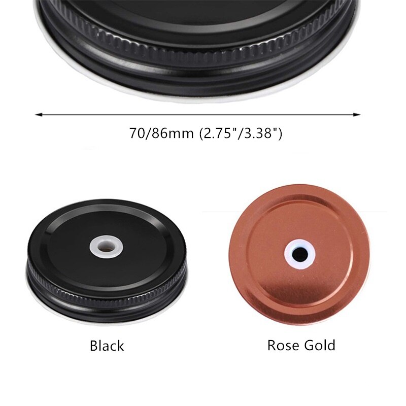 Stainless Steel With Straw Hole Lid Straw Cup Lid For Mason Bottle 70/86mm Flower Stopper Random Color