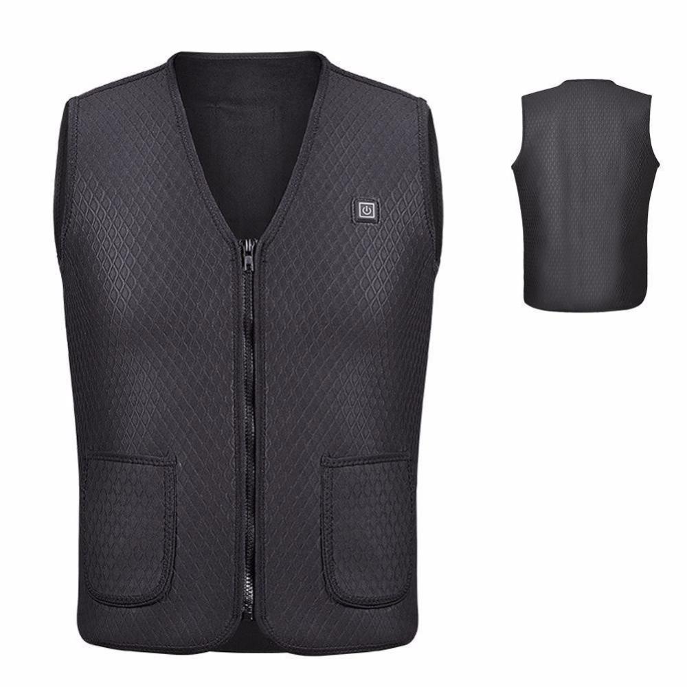 Motorfiets Verwarming Jas Winter Flexibele Elektrische Thermische Kleding Heater Vest Voor Sport Fietsen: black / XL