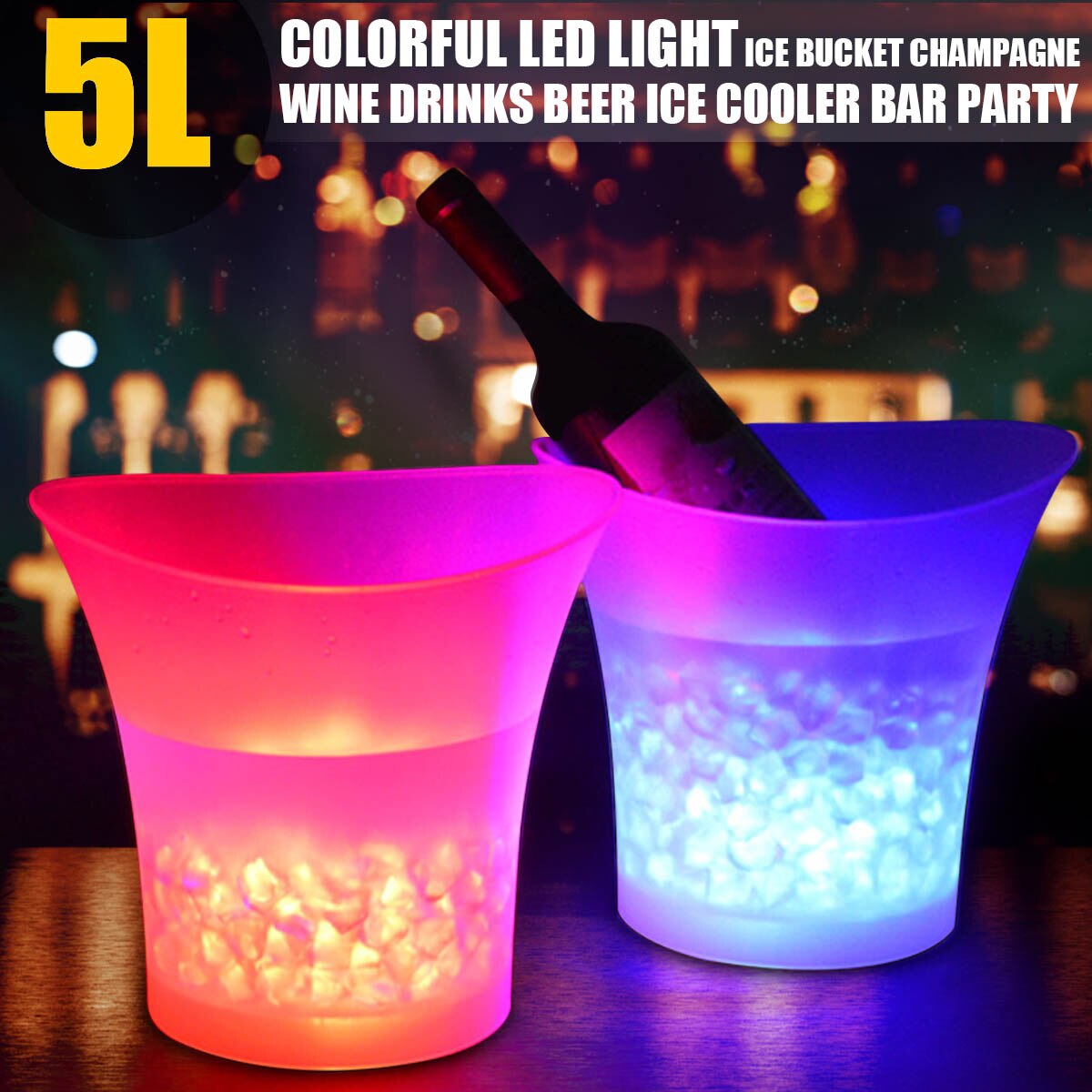7 Color LED 5L Waterproof Plastic LED Ice Bucket C... – Vicedeal