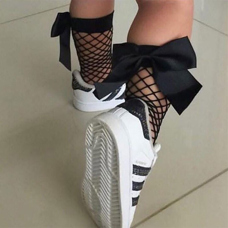 Mode Baby Meisje Mesh Sokken Met Grote Boog Zomer Katoen Ademend Zwart Wit Leuke Peuter Kids Sokken 1-5Y