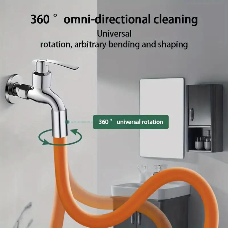 Flexibele kraanverlenger met 360° ° Rotatie, universele waterkraan rubberen verlengbuis, anti-spatontwerp voor gemakkelijke watervloer