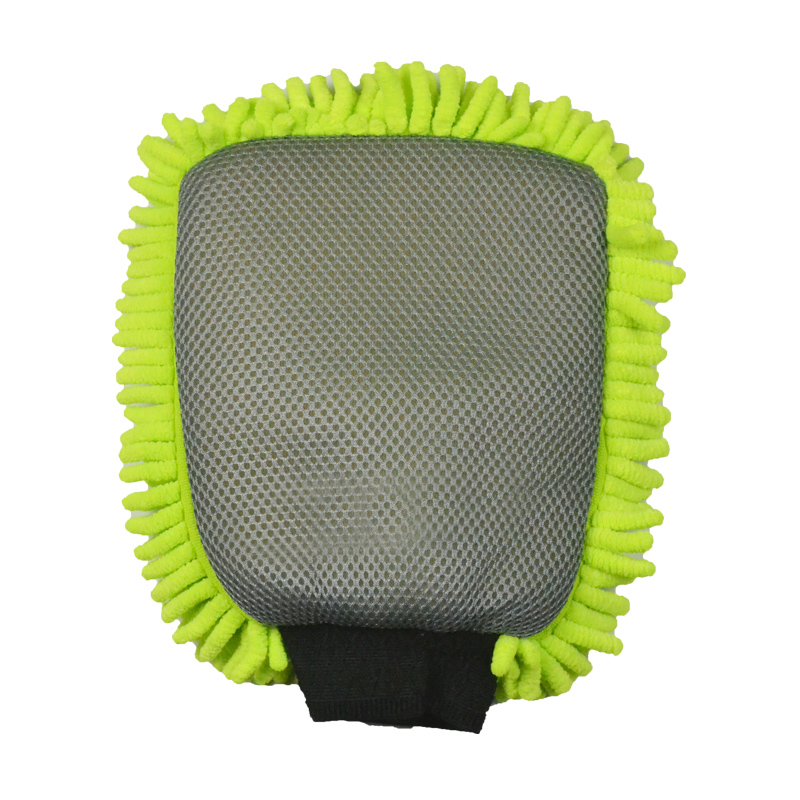 2 in 1 Microfiber Auto Wassen Mitt Ultrafijne Vezels Chenille Wassen Handschoen Zachte Mesh rug geen kras voor Auto Wassen en Reiniging