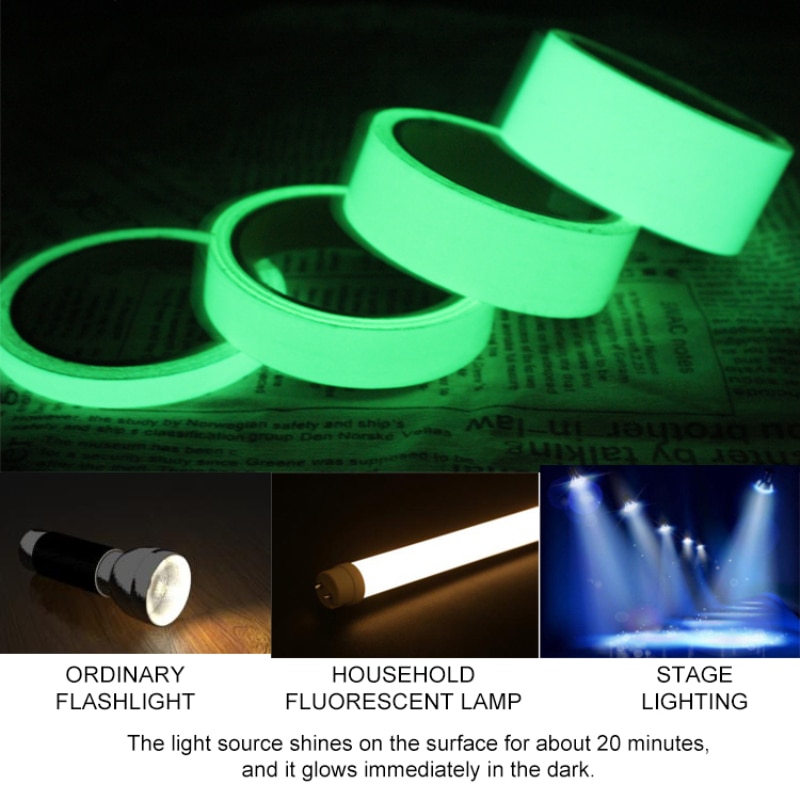 1M 15mm Self-adhesive Luminous Tape Strip Glow In The Dark Green Home Decor Used on Concrete Floors Stair Treads Risers