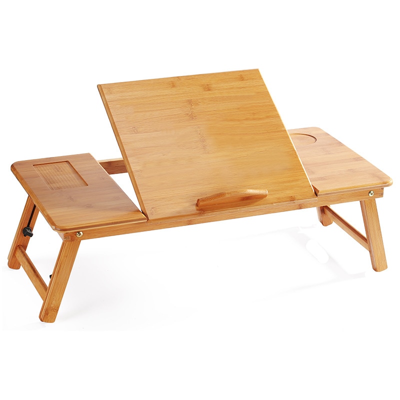 Simple portable bamboo notebook computer desk adjustable tablet laptop bed table bedroom solid wood folding study desk SP145