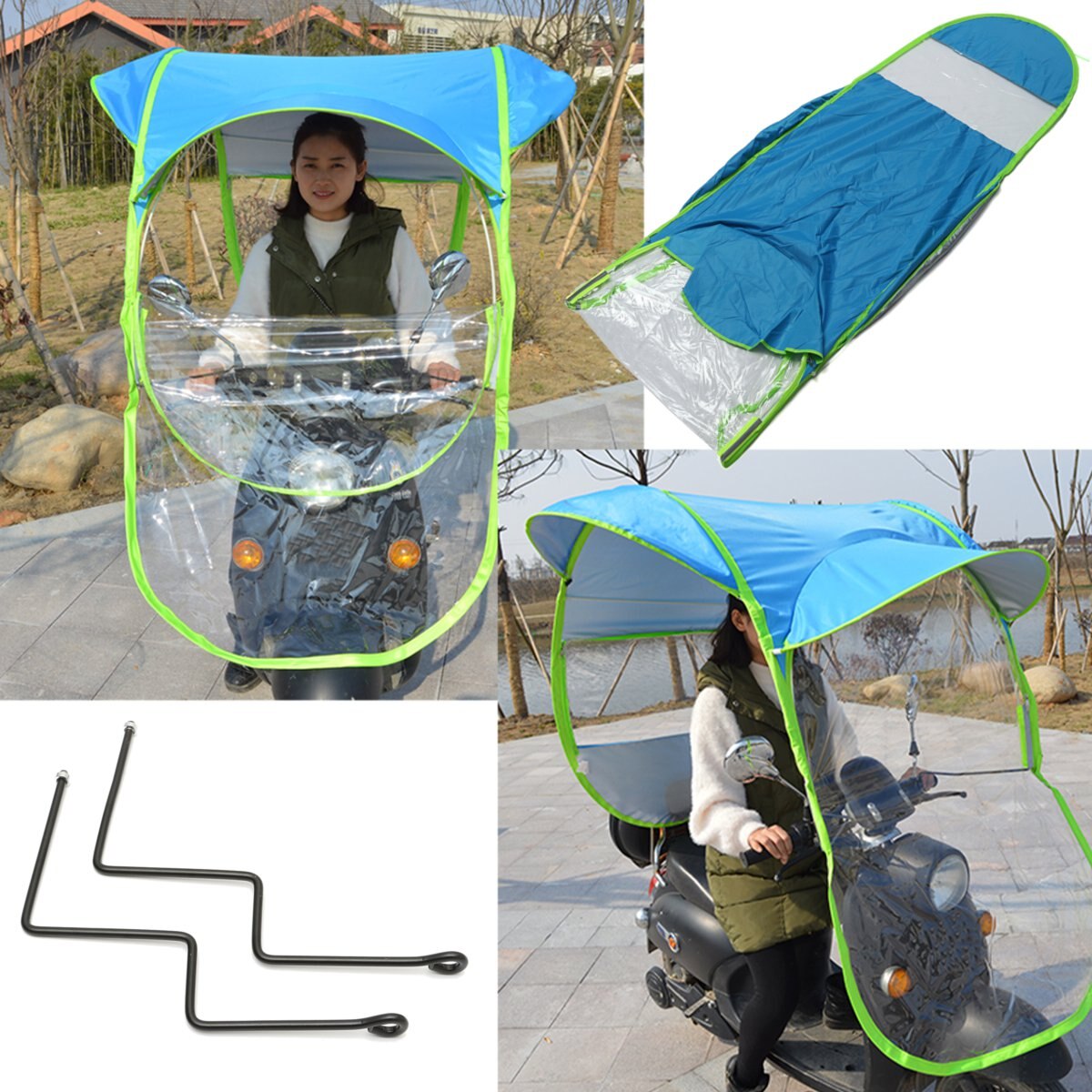 Sombrilla de protección solar para patinete eléctrico, cubierta de protección contra la lluvia y el viento, para vehículo eléctrico, 280x70cm