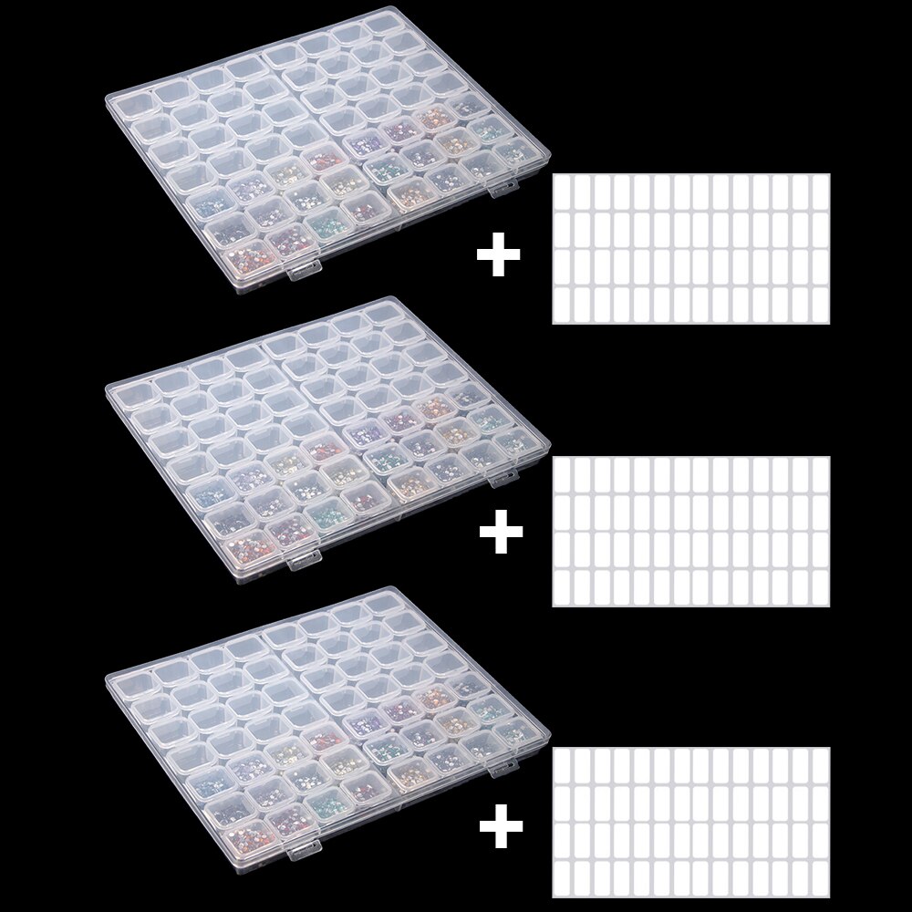 Diamond Nail Art Embroidery Tools Accessories Transparent Plastic Storage Box Diamond Painting Stone Mosaic Container Suitcase: 56 white 3pcs
