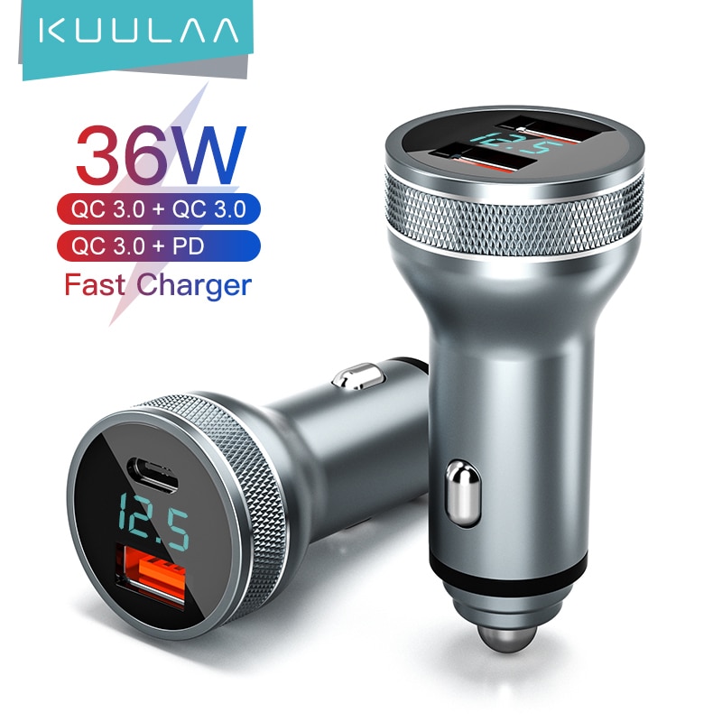 Kuulaa 36W Usb Car Charger Voor Xiaomi Samsung S10 QC4.0 QC3.0 Type C Pd Auto Opladen Voor Iphone 11 X Xs 8 Pd Charger