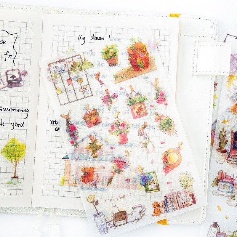 Xinaher 6 ark/parti mitt hus liv dekorasjon papir klistremerke pakke gjør selv dagbok dekorasjon klistremerke album scrapbooking