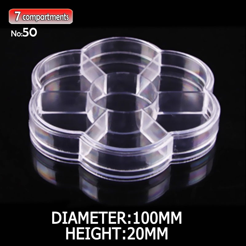 Clear Flower Box Plastic Storage 7 fixed compartments for DIY Tool Nail Art Jewelry Accessory beads stones Crafts case container