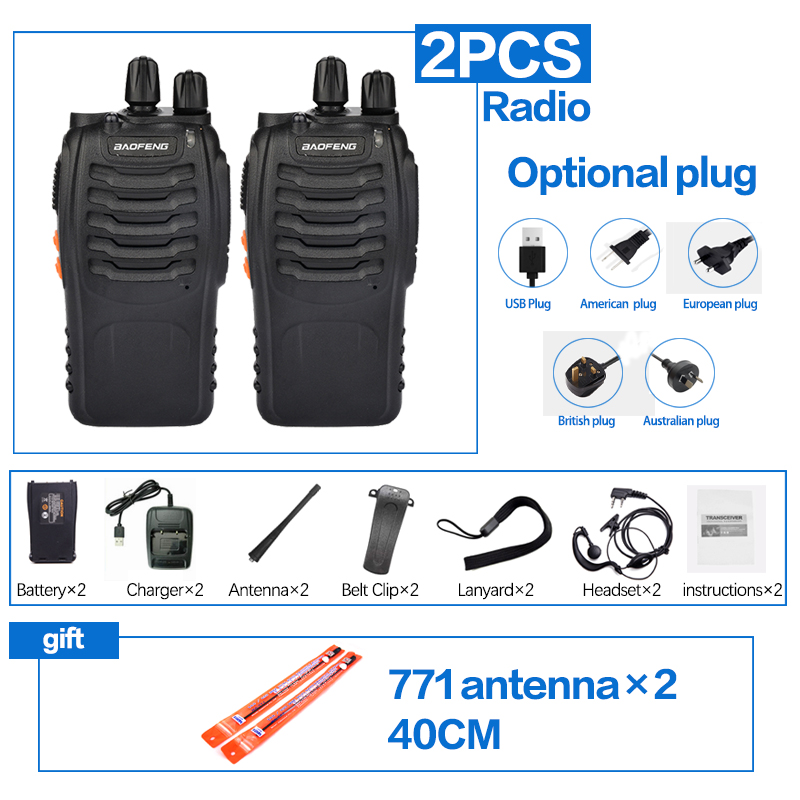 2Pcs/Lot baofeng BF-888S Walkie Talkie Two-way Radio Set BF 888s UHF 400-470MHz 16CH walkie-talkie Radios Transceiver: black / US