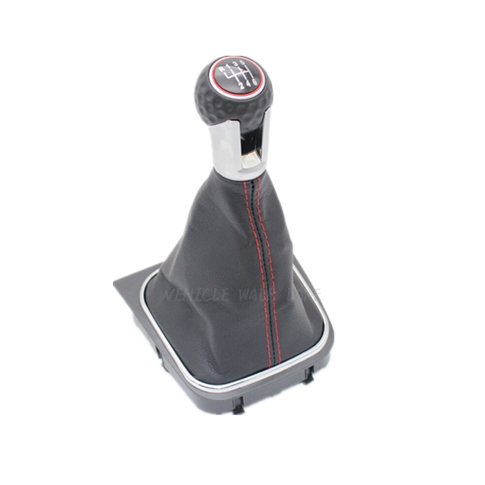 Pour VW Golf 5 MK5 R32 GTI 2004 2005 2006 2007 Voiture 6 Vitesses MT Pommeau de levier de vitesses Avec Cuir Guêtre Botte Ligne Rouge