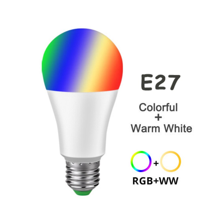 15w rgbw bluetooth  b22 e27 wifi smart led pære bt mesh net gruppe smart led lys lampe farveskift dæmpbar af ios/android app: E27 varm hvid