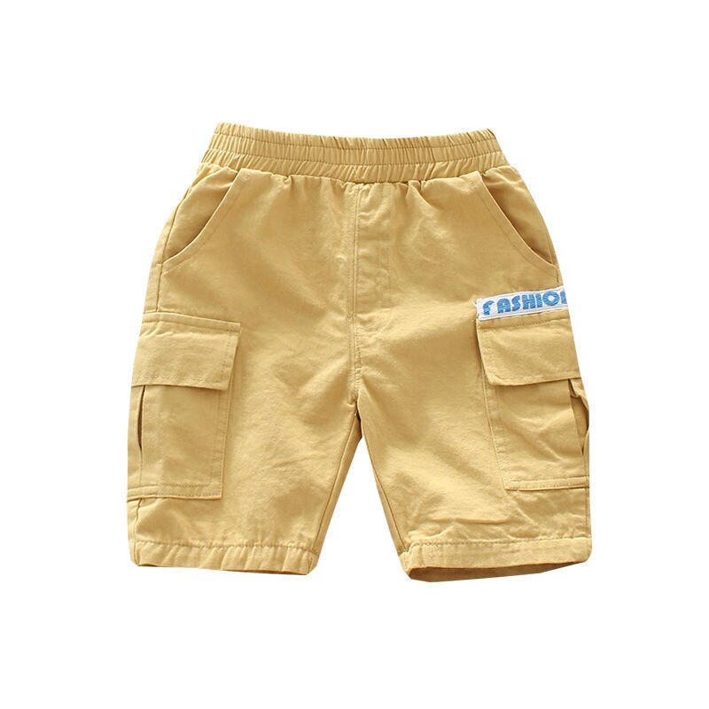 Baby pants Leisure Boy shorts Summer clothes Casual Uniforms Pants Cotton Jogging Sports Kids Overalls Shorts: YELLOW / 120(5-6T)