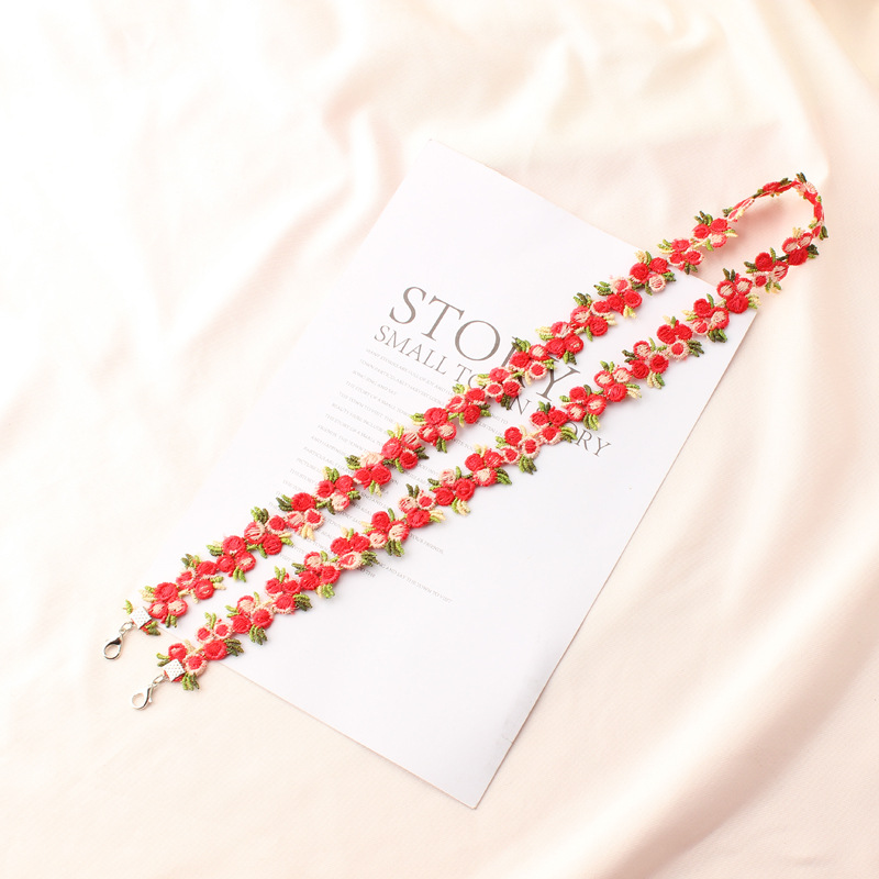 Justerbar blonde blomst ansigtsmaske lanyard praktisk holder reb anti-tabt bærbar maske hængende hals rop akryl reb: 02