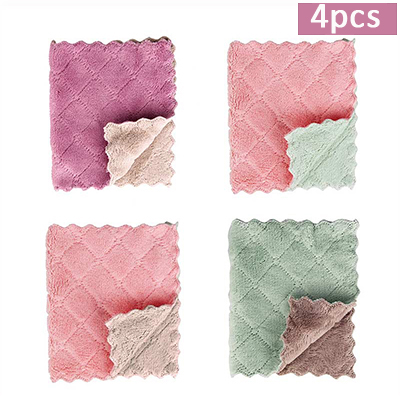 4pcs/lot 8pcs/lot Home Super Absorbent Microfiber Towels Kitchen Thicker Wipe Dish Cloth for Cleaning Table kitchen Towel: 4pcs mix color
