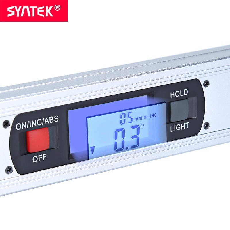 Syntek Digital Angle Finder Level 360 Degree Range Spirit Level Upright Inclinometer without Magnets Protractor Ruler CE SGS