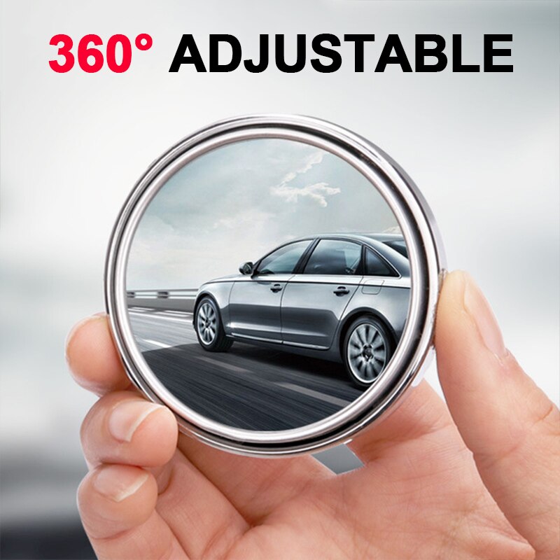 Espejo de punto ciego para coche, espejo retrovisor ajustable de 360 grados, lente redonda convexa gran angular para accesorios auxiliares de estacionamiento, 1 ud.