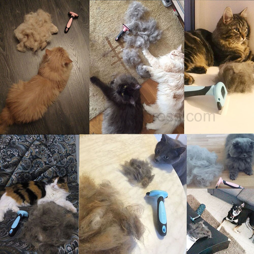 Escova para escovar cães e gatos, removível, pente para remover pelos do gato, curto, médio, cachorro