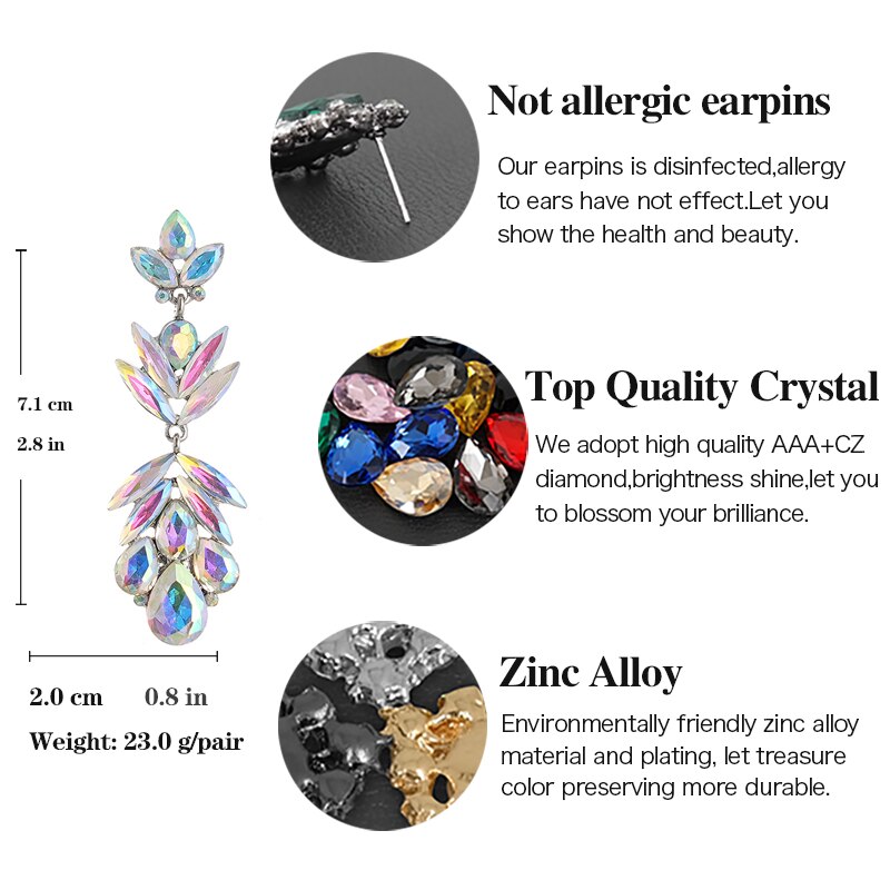 Veyofun Geometrische Crystal Oorbellen Hyperbole Bridal Dangle Oorbellen Mode-sieraden Voor Vrouwen
