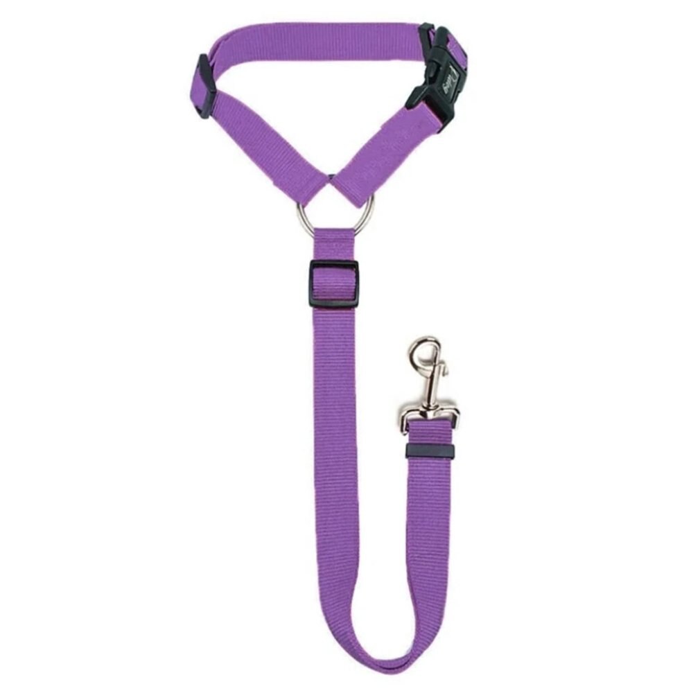Veiligheidsgordel voor hond en kat, autohoofdsteun, verstelbare nylon hondengordel, autogordel: Paars
