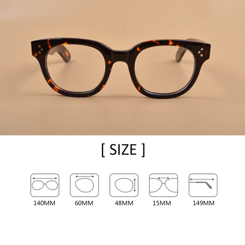 Retro Acetate Full Rim Eyeglasses - Unisex Johnny Depp Style - Sizes 44/46/49mm