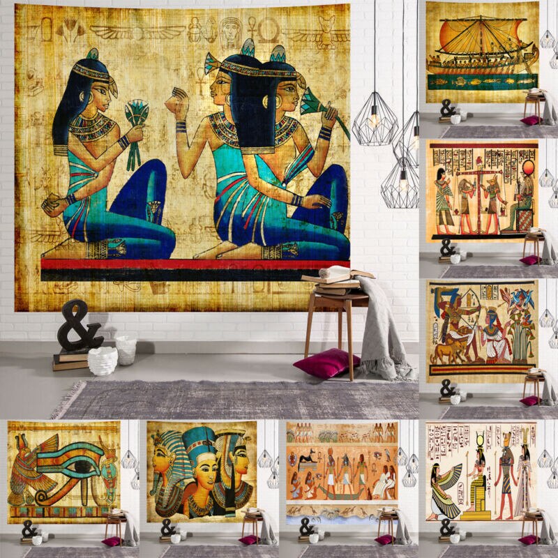 Tapiz egipcio antiguo, mitología egipcia impresa, estera decorativa colgante de pared de estilo Vintage