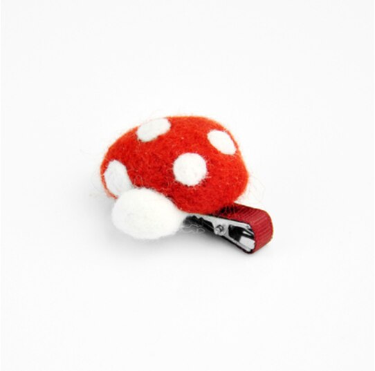 Spinka robić włosów, pszczoła miodna, biedronka, grzyb wiśniowy, truskawka DIY zestaw robić haftu na kanwie z włóczką filcowanie igłą ozdobne statki: D