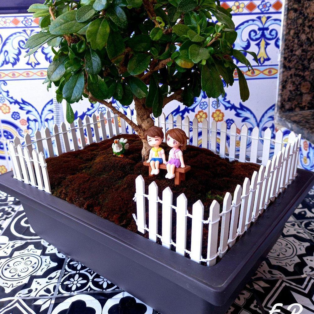 Mini valla de madera para jardinería, valla decorativa en maceta, Micro paisaje para interiores, pequeña
