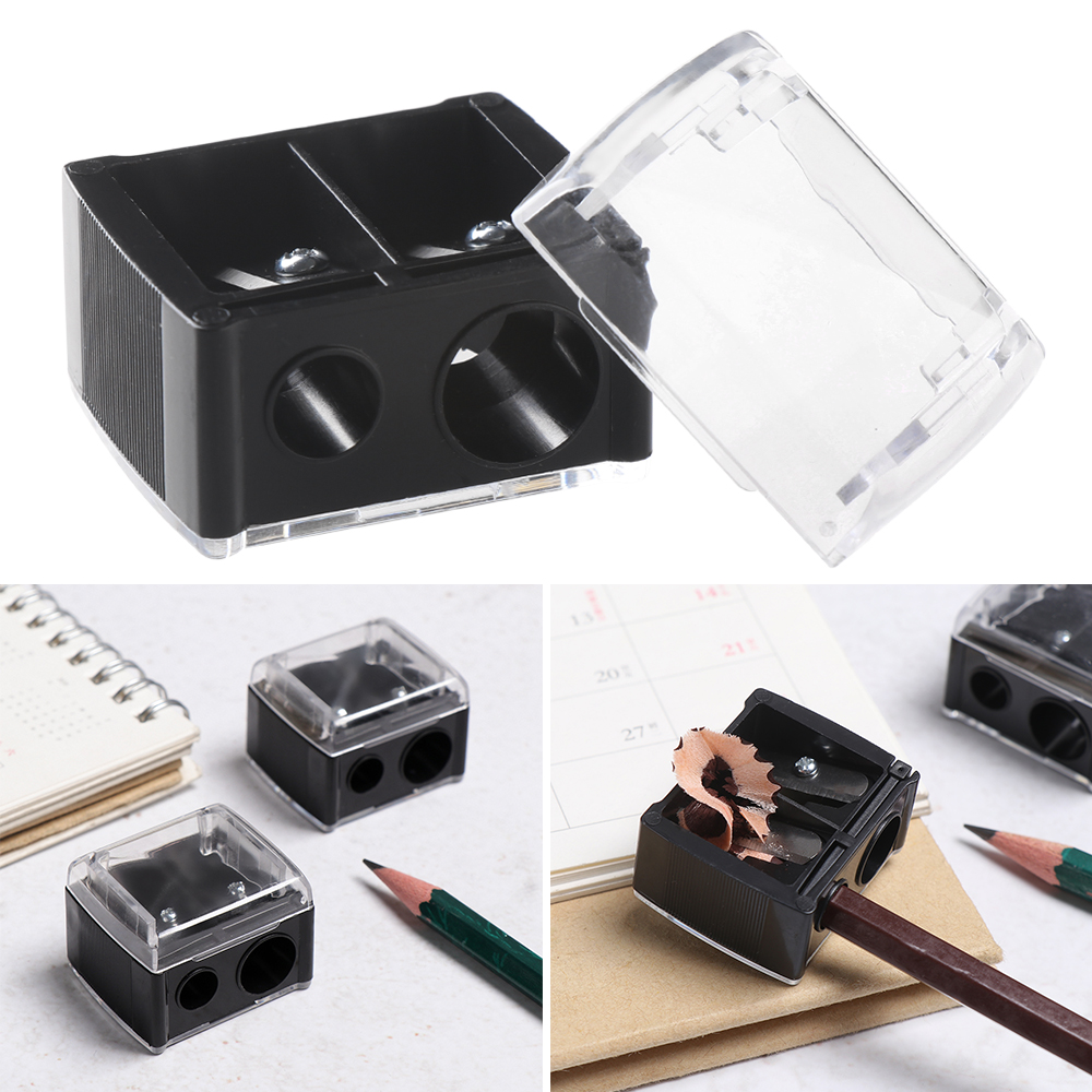 1PC Classical Makeup Pen Sharpener Double Hole Black Pencil Sharpener For Women School Supplies Stationery