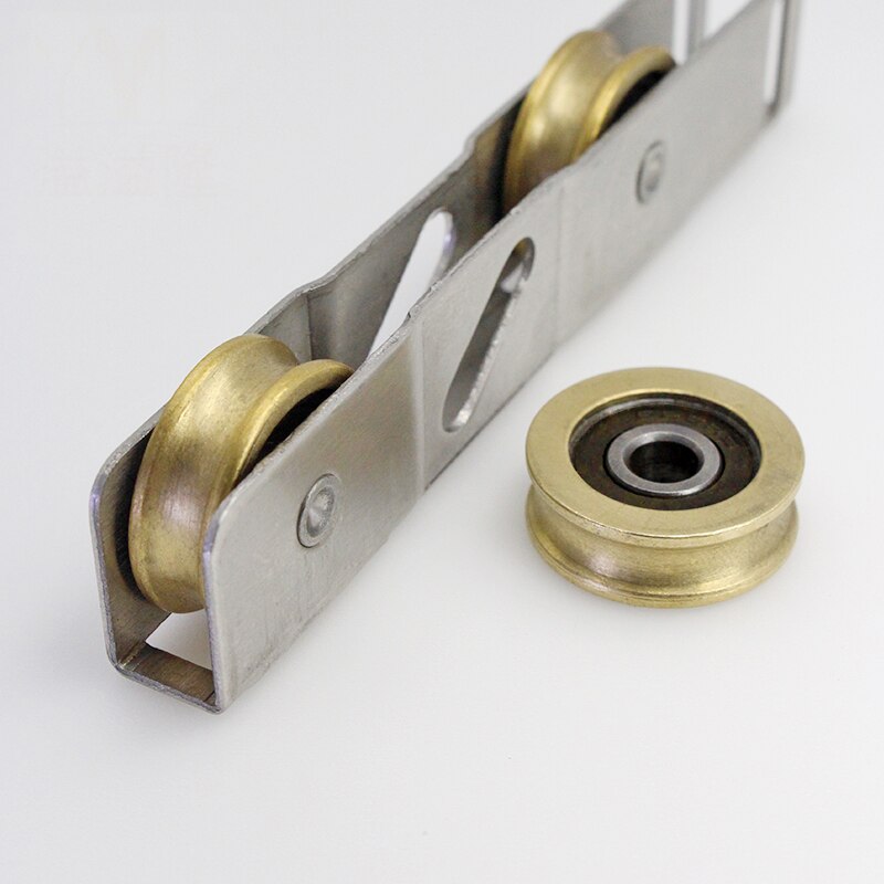 156*13*20mm Sliding Door Plastic Steel Window Pulley Aluminum Alloy Roller Muted Brass Wheel Household Hardware Part
